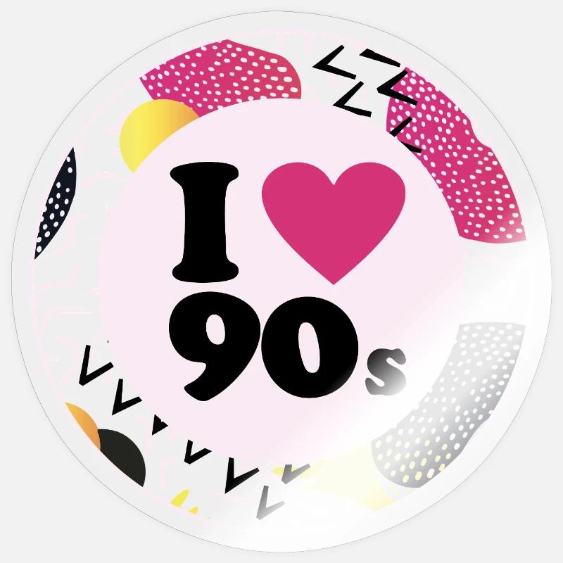 I ♥ 90s – Nostalgisches Retro-Design - Sticker Größe S (10 x 10 cm) - Transparent glänzend