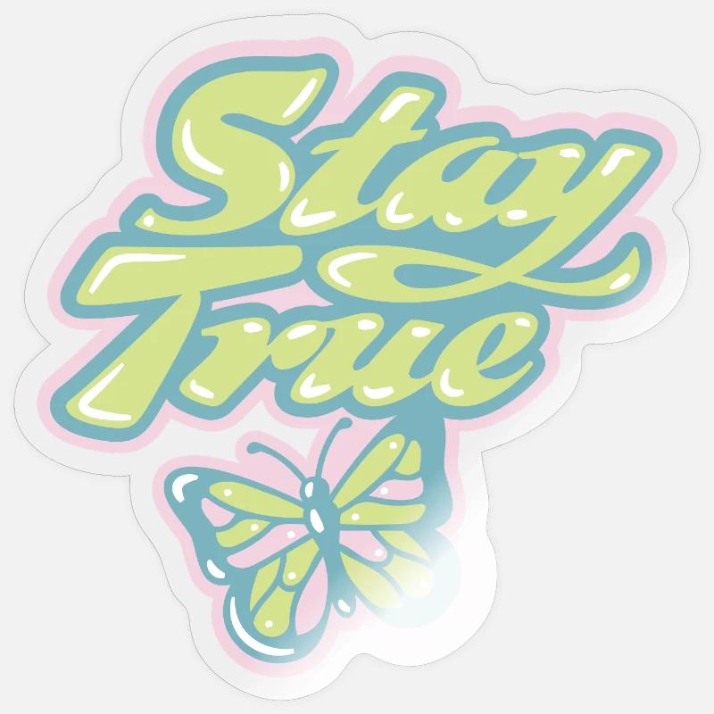 Stay True – Soft Pastel Retro Sticker size S (10 x 10 cm)
