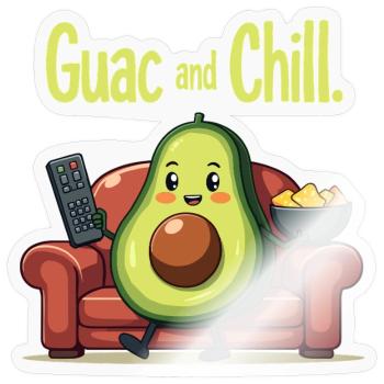 Guac and Chill - Avocado-Design - Sticker Größe S (10 x 10 cm) - Transparent glänzend - Vorne