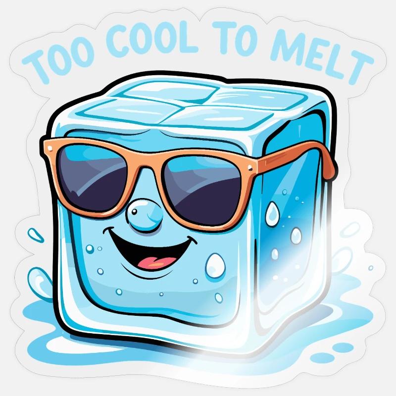 Cooler Eiswürfel mit Sonnenbrille - Sticker Größe S (10 x 10 cm) - Transparent glänzend