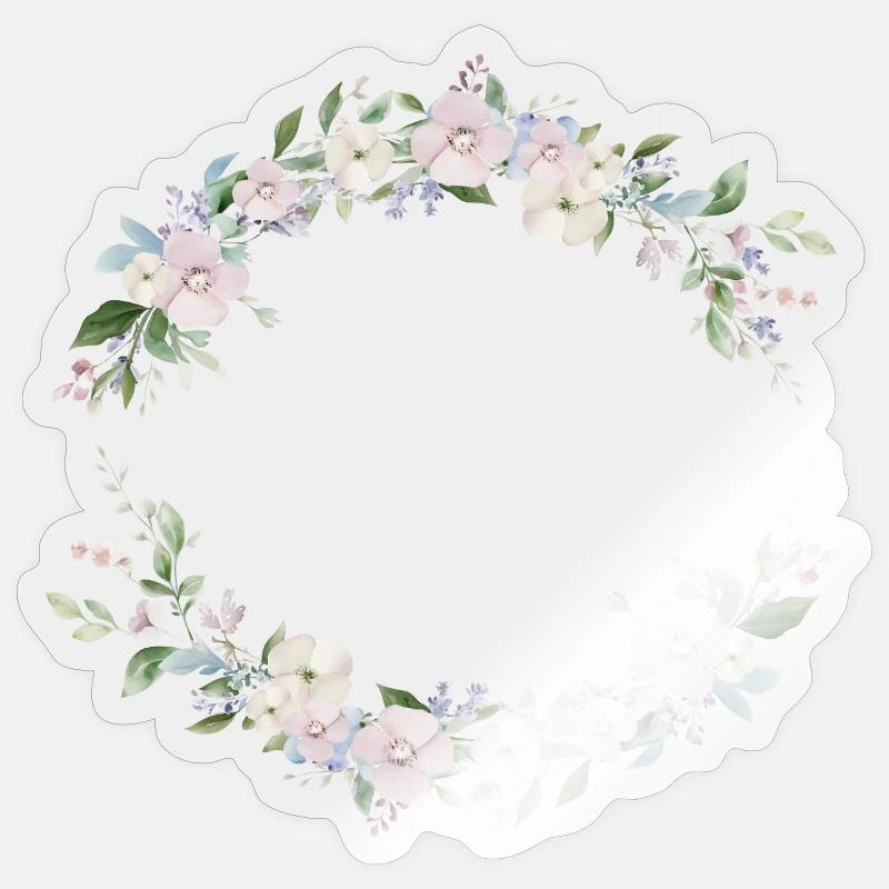 Spring Wreath - Personalizable - Sticker size S (10 x 10 cm) - transparent glossy