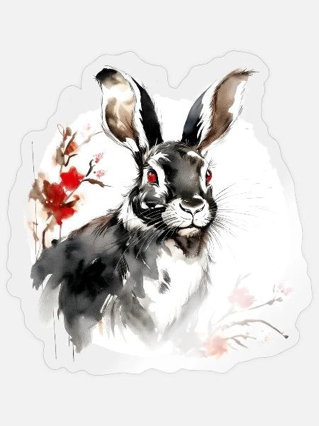 Chinesisches Sternzeichen Hase - Sticker Größe S (10 x 10 cm) - Transparent glänzend