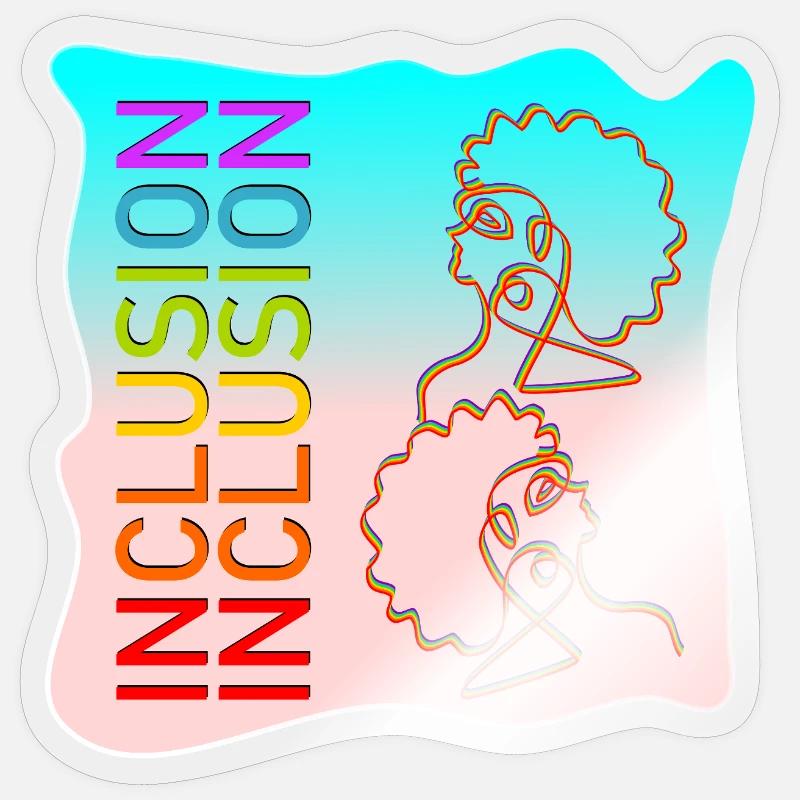 INCLUSION DIVERSITÉ DESSIN AU TRAIT - Sticker taille S (10 x 10 cm) - brillant transparent