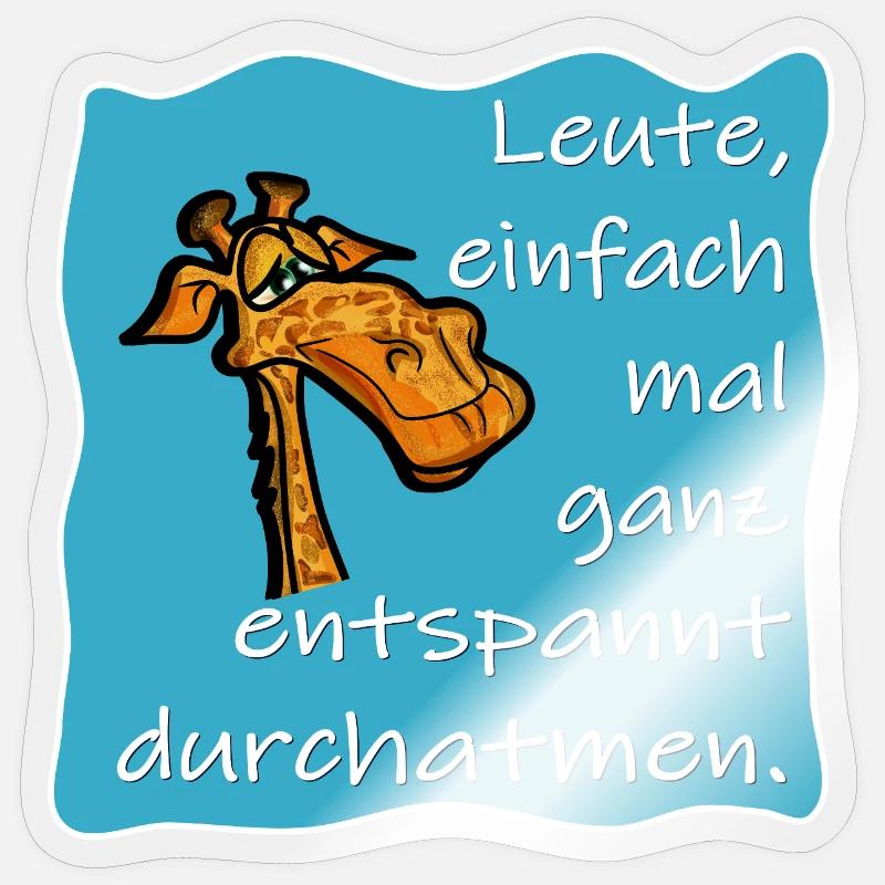 GIRAFFE ENTSPANNUNG DURCHATMEN - Sticker Größe S (10 x 10 cm) - Transparent glänzend