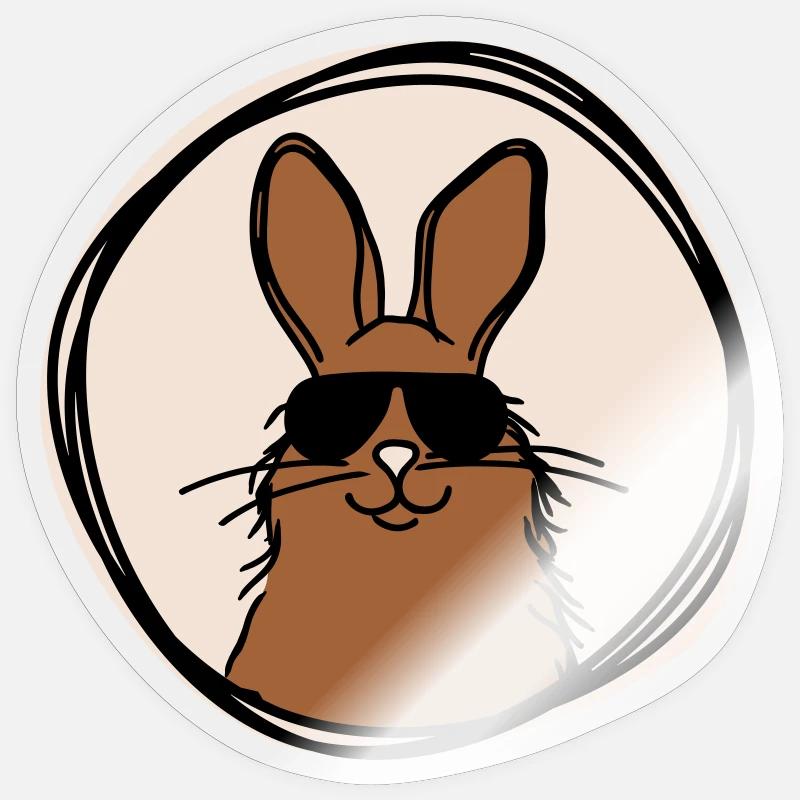 lapin cool - Sticker taille S (10 x 10 cm) - brillant transparent