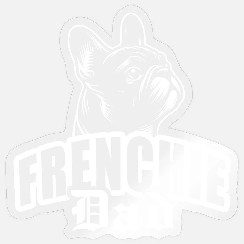 "Frenchie Dad" mit Hundekopf - Sticker Größe S (10 x 10 cm) - Transparent glänzend