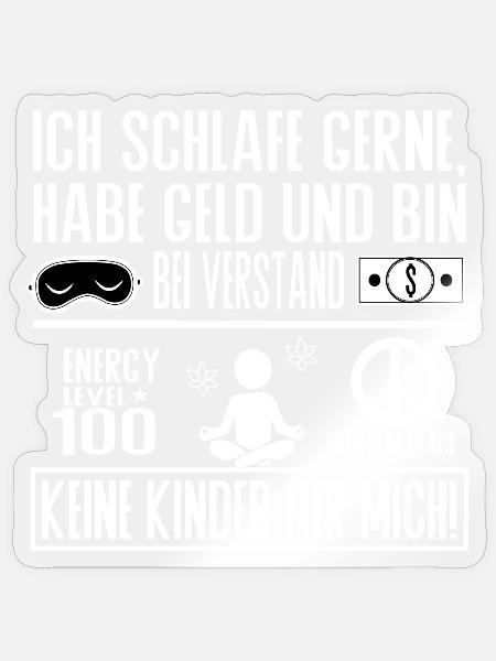 Keine Kinder für mich – Ruhe Freiheit Balance - Sticker Größe S (10 x 10 cm) - Transparent glänzend