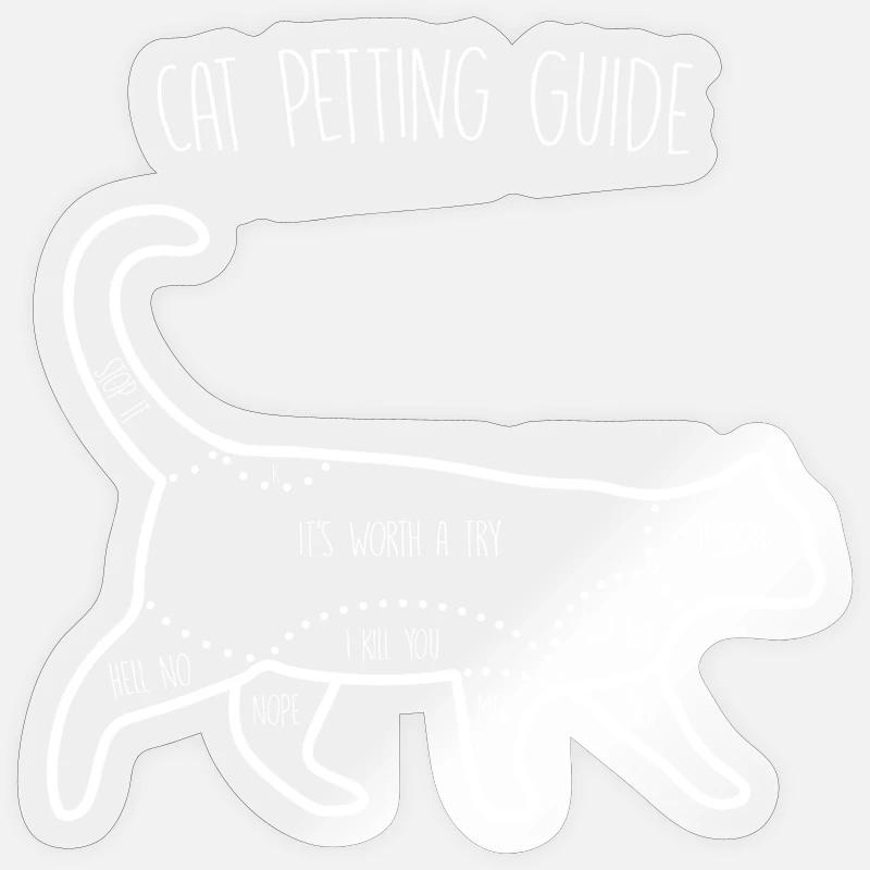 Guide de caresses pour chat - Sticker taille S (10 x 10 cm) - brillant transparent