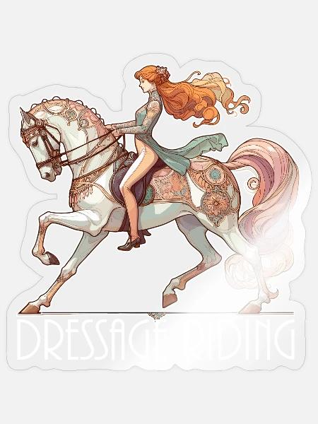 Dressurreiten Reiten Pferd edel dynamisch Geschenk - Sticker Größe S (10 x 10 cm) - Transparent glänzend