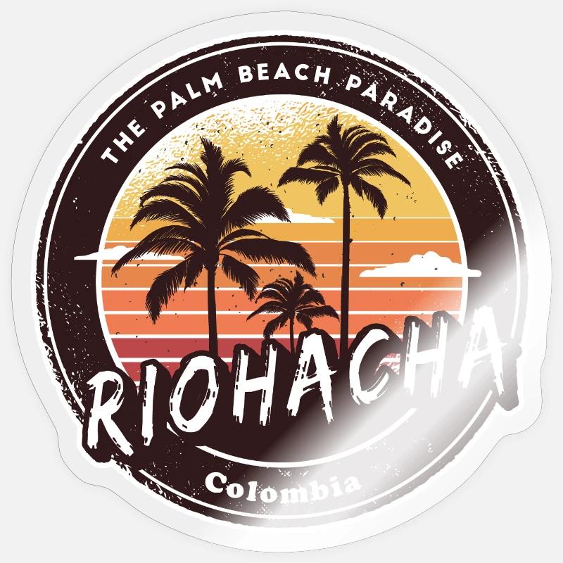 Riohacha Palm Trees Beach Design - Sticker size S (10 x 10 cm) - transparent glossy