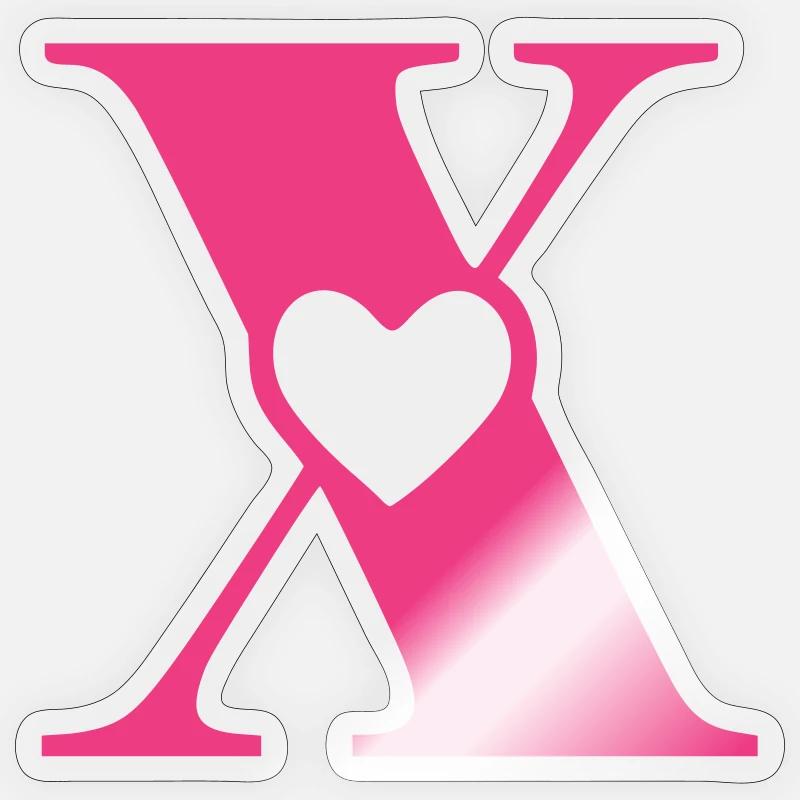 Buchstabe x Anfangsbuchstabe mit Herz Sticker Größe S (10 x 10 cm)