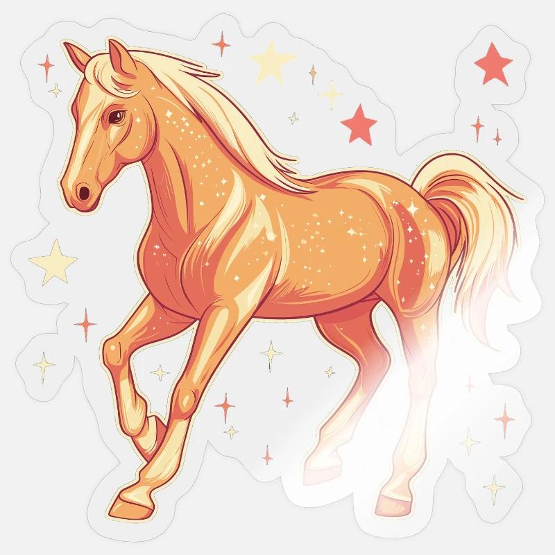 Pferd mit Sternen - Sticker Größe S (10 x 10 cm) - Transparent glänzend