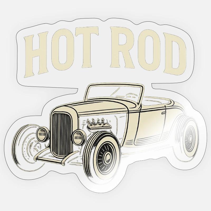 Hot Rod Klasyczny nadruk Naklejka rozmiar S (10 x 10 cm)