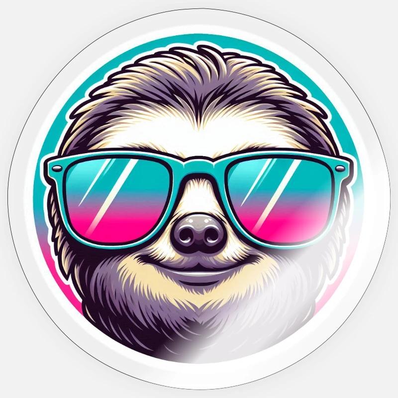 Faultier mit Sonnenbrille in Pastell - Sticker Größe S (10 x 10 cm) - Transparent glänzend
