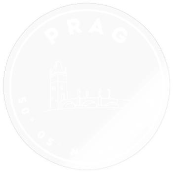 Prag mit Brücke und Koordinaten - Sticker Größe S (10 x 10 cm) - Transparent glänzend - Vorne