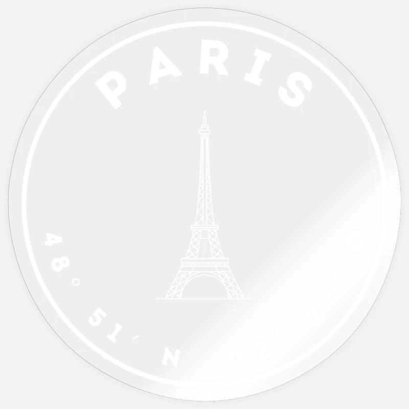 Paris mit Eifelturm und Koordinaten Sticker Größe S (10 x 10 cm)