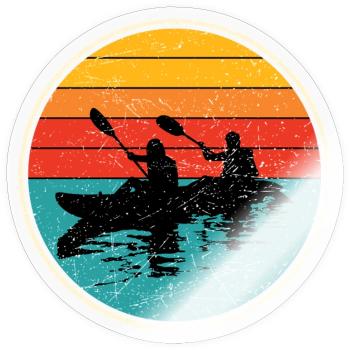 Sunset Kayak Duo Circle - Sticker size S (10 x 10 cm) - transparent glossy - Front