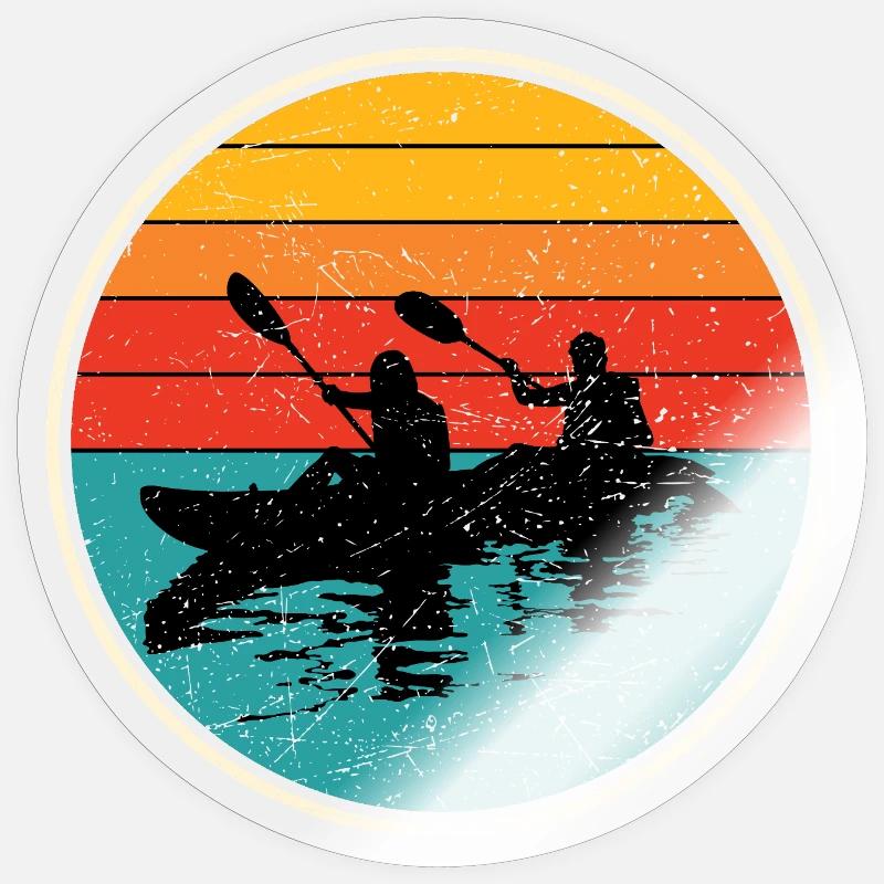 Sunset Kayak Duo Circle - Sticker taille S (10 x 10 cm) - brillant transparent