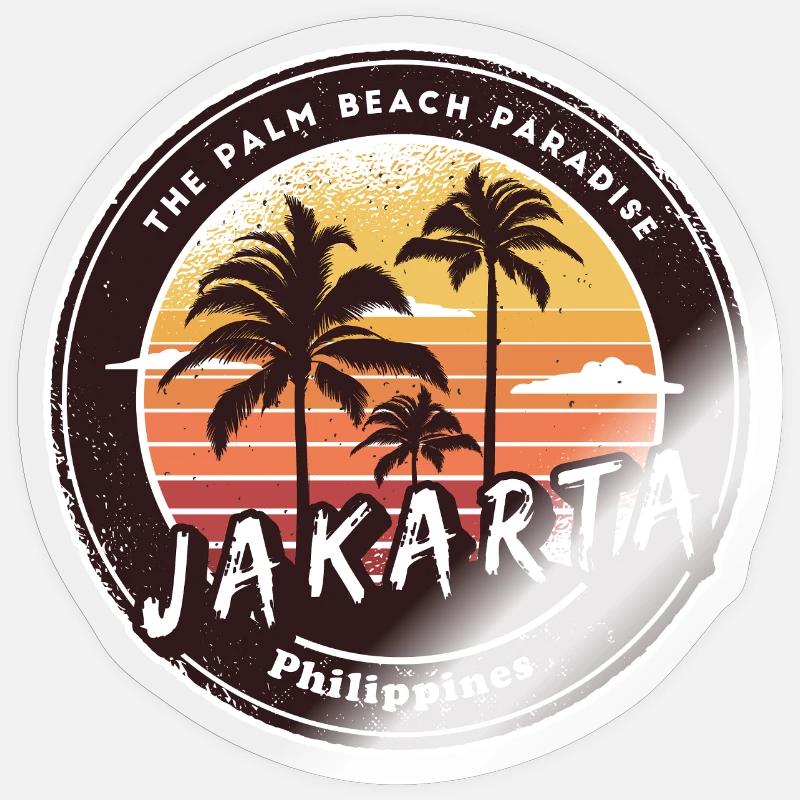 Jakarta Philippines Beach Palm Trees Design - Sticker size S (10 x 10 cm) - transparent glossy
