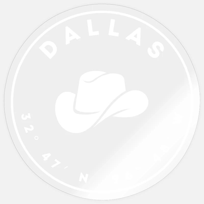 Dallas con cappello da cowboy e coordinate - Sticker formato S (10 x 10 cm) - trasparente lucido