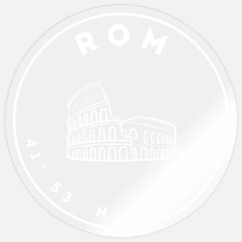 Roma con Colosseo e coordinate - Sticker formato S (10 x 10 cm) - trasparente lucido