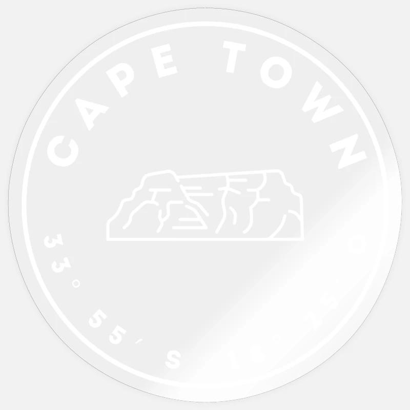 Cape Town with Table Mountain and coordinates Sticker size S (10 x 10 cm)