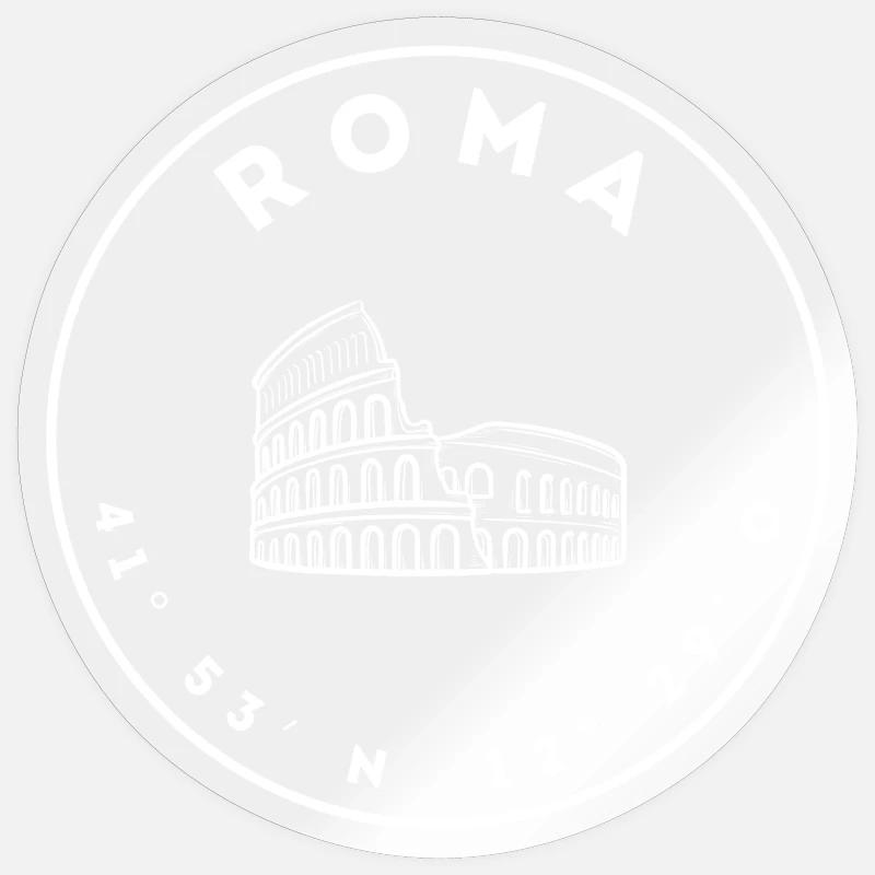 Roma con Colosseo e coordinate - Sticker formato S (10 x 10 cm) - trasparente lucido