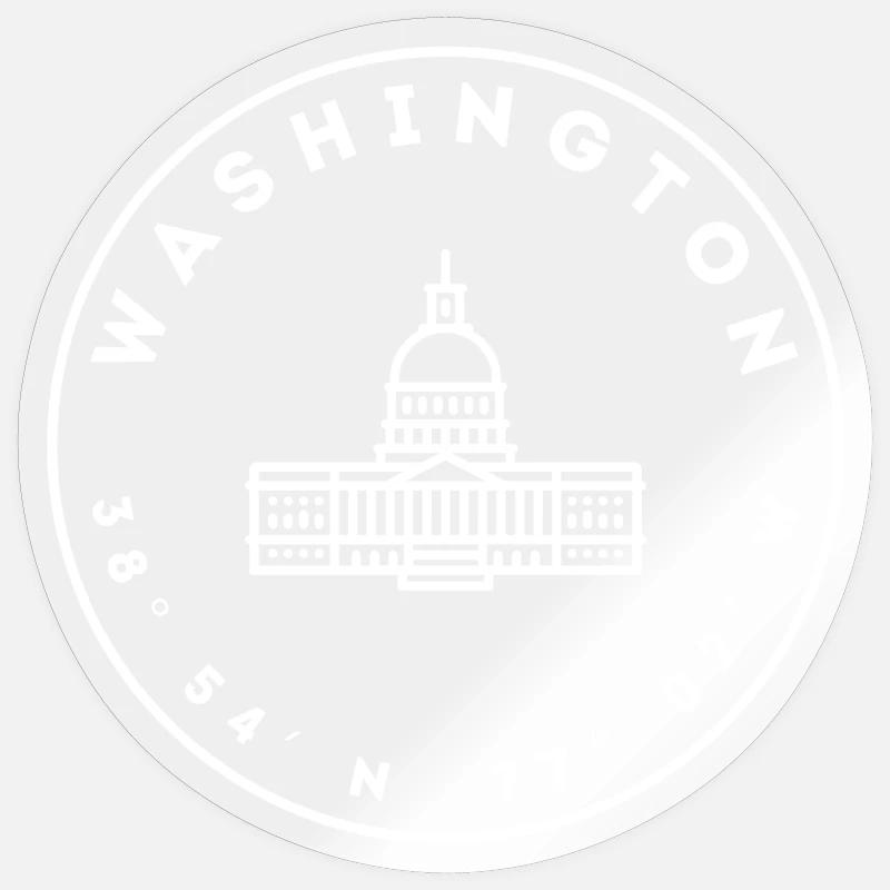 Washington DC con Capitol e coordinate - Sticker formato S (10 x 10 cm) - trasparente lucido