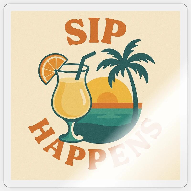 Sip Happens - Sticker Größe S (10 x 10 cm) - Transparent glänzend