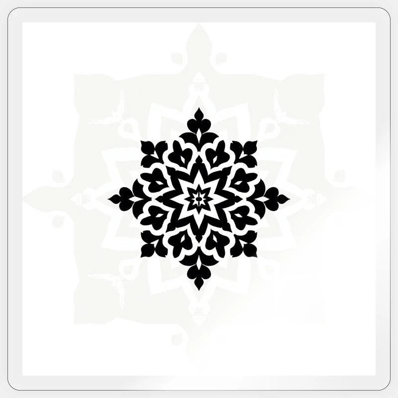Motif complexe de mandala noir et blanc - Sticker taille S (10 x 10 cm) - brillant transparent