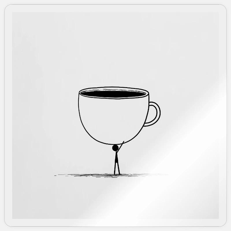 Kaffee? Nur in Eimern, bitte! - Sticker Größe S (10 x 10 cm) - Transparent glänzend