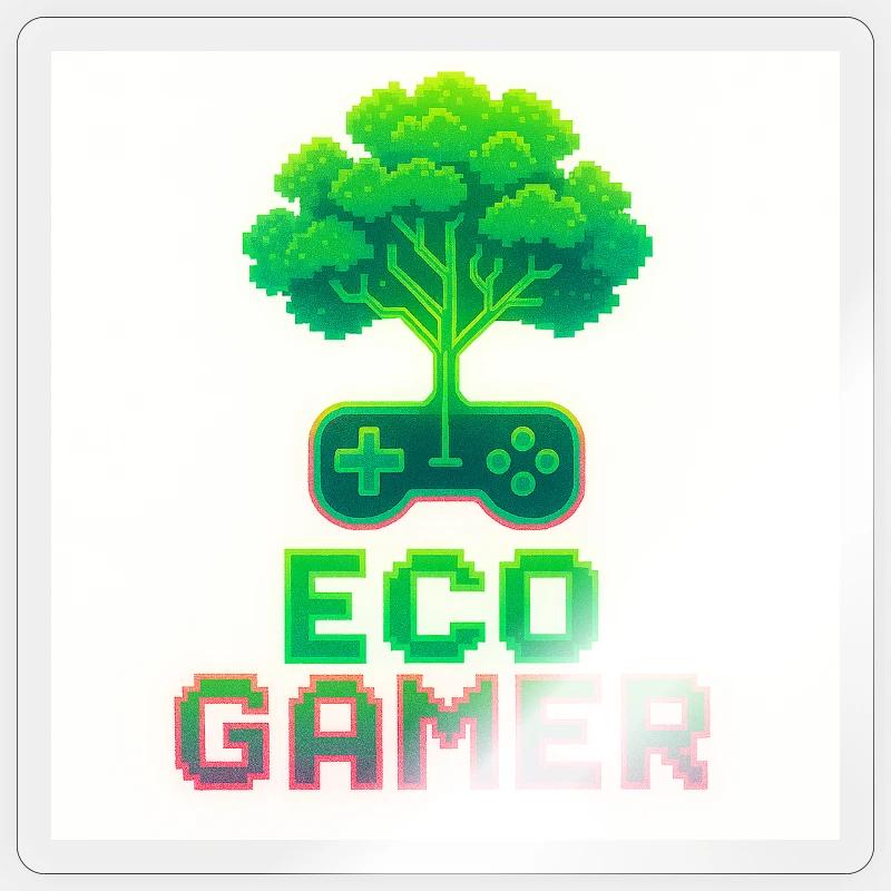Eco Player Pixel Art - Sticker Größe S (10 x 10 cm) - Transparent glänzend