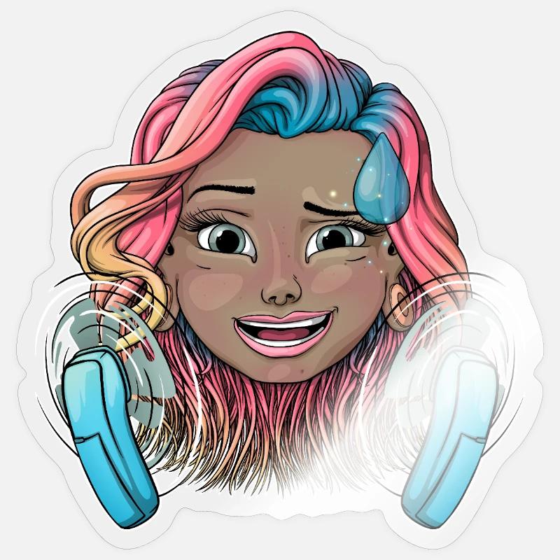 Buntes warmes Mädchen mit Fächern - Sticker Größe S (10 x 10 cm) - Transparent glänzend