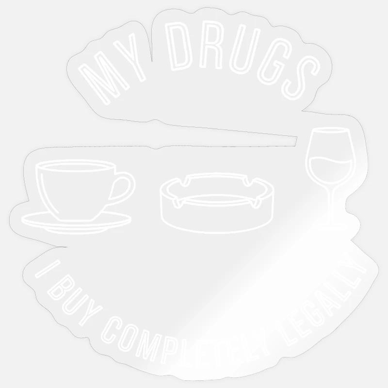 Mes drogues légales - Sticker taille S (10 x 10 cm) - brillant transparent