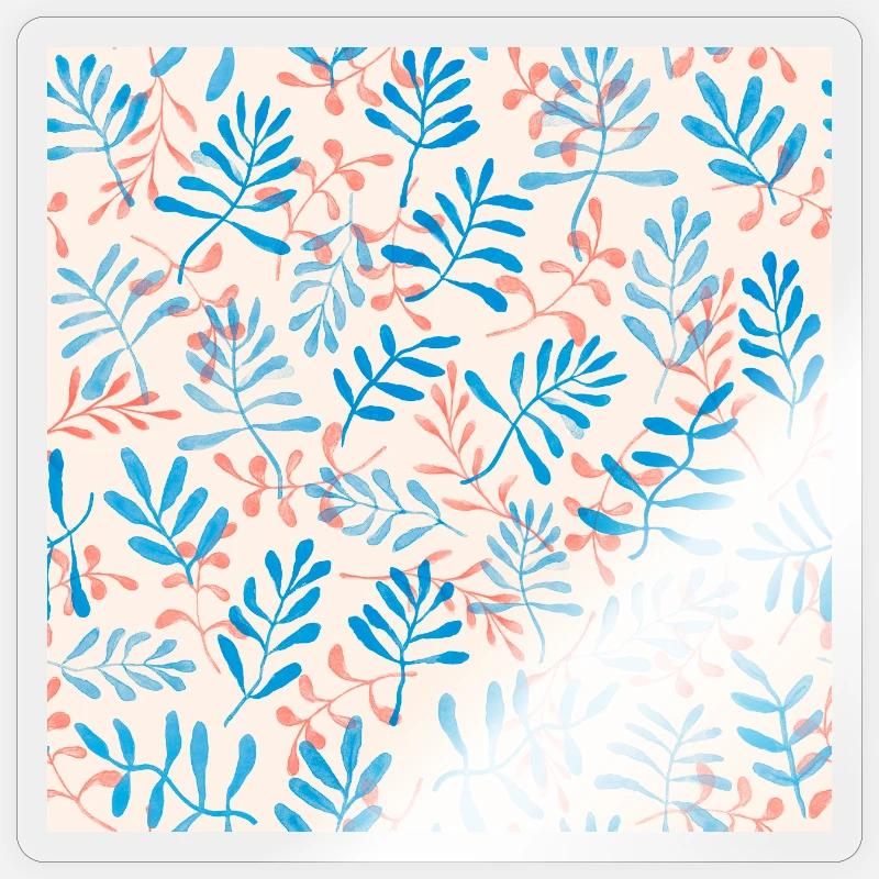 Conception de branches bleues et corail Sticker taille S (10 x 10 cm)