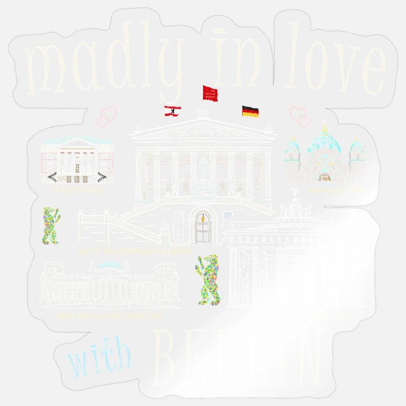 Berlin, Dessin À La Main - Sticker taille S (10 x 10 cm) - brillant transparent