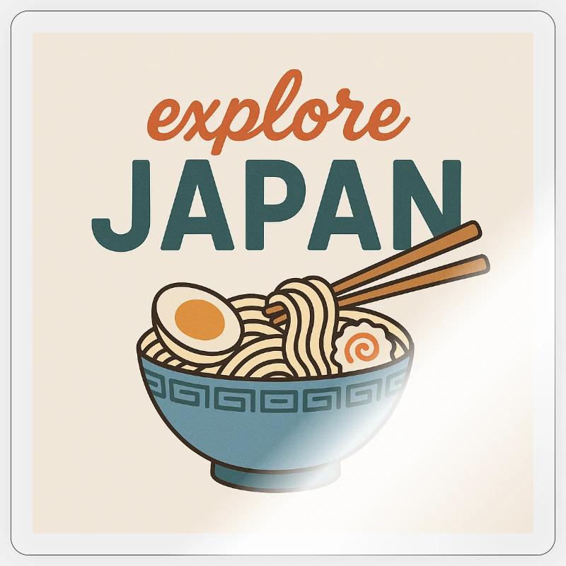 explore Japan Ramen - Sticker taille S (10 x 10 cm) - brillant transparent