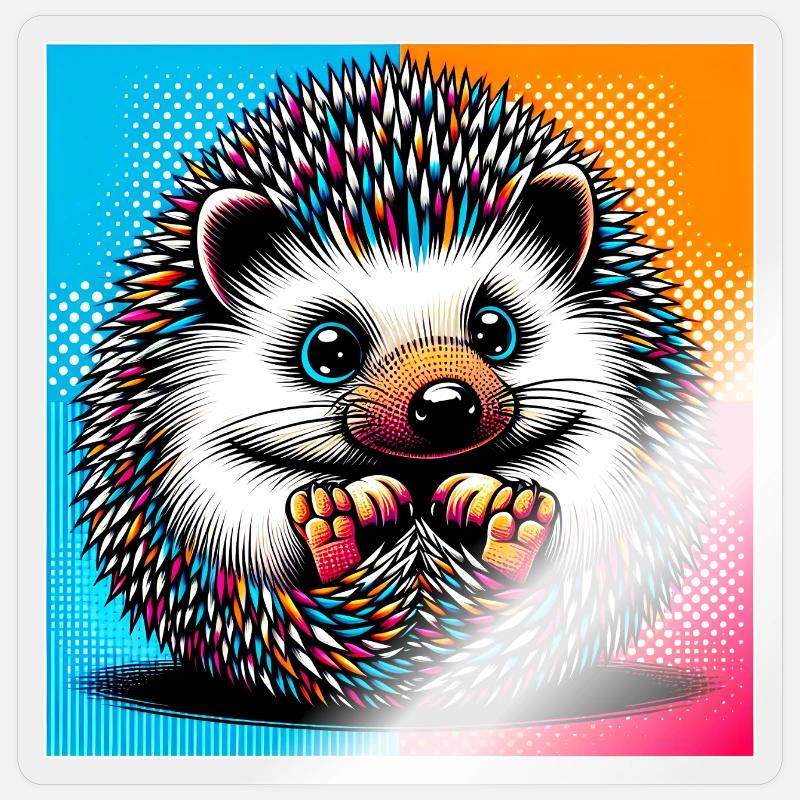 hérisson - Sticker taille S (10 x 10 cm) - brillant transparent