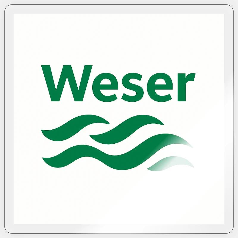 Weser vert blanc - Sticker taille S (10 x 10 cm) - brillant transparent