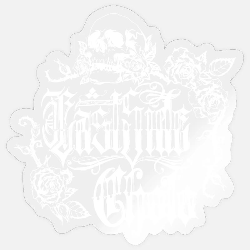 Skull Rose Gothic Design - Sticker Größe S (10 x 10 cm) - Transparent glänzend
