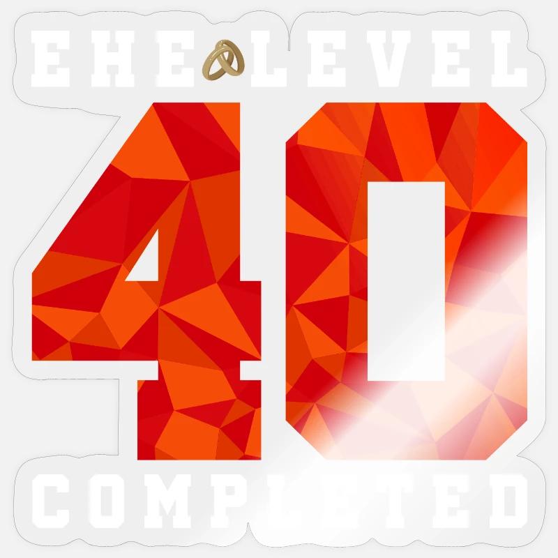 40e anniversaire de mariage - Sticker taille S (10 x 10 cm) - brillant transparent
