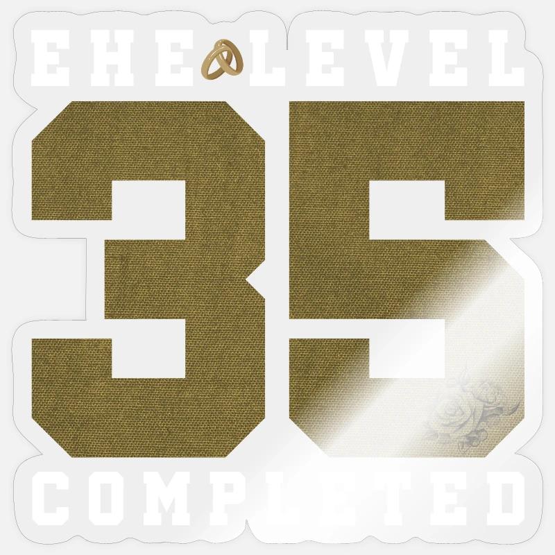 35e anniversaire de mariage - Sticker taille S (10 x 10 cm) - brillant transparent