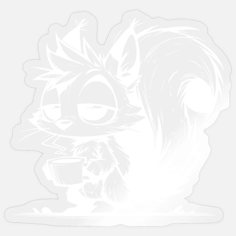 Bitte nicht stören – Eichhörnchen Kaffeezeit Sticker Größe S (10 x 10 cm)