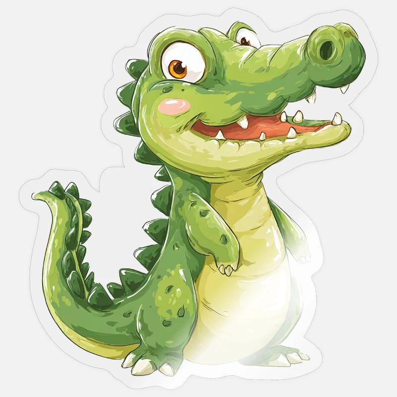 Mignon bébé crocodile - Sticker taille S (10 x 10 cm) - brillant transparent