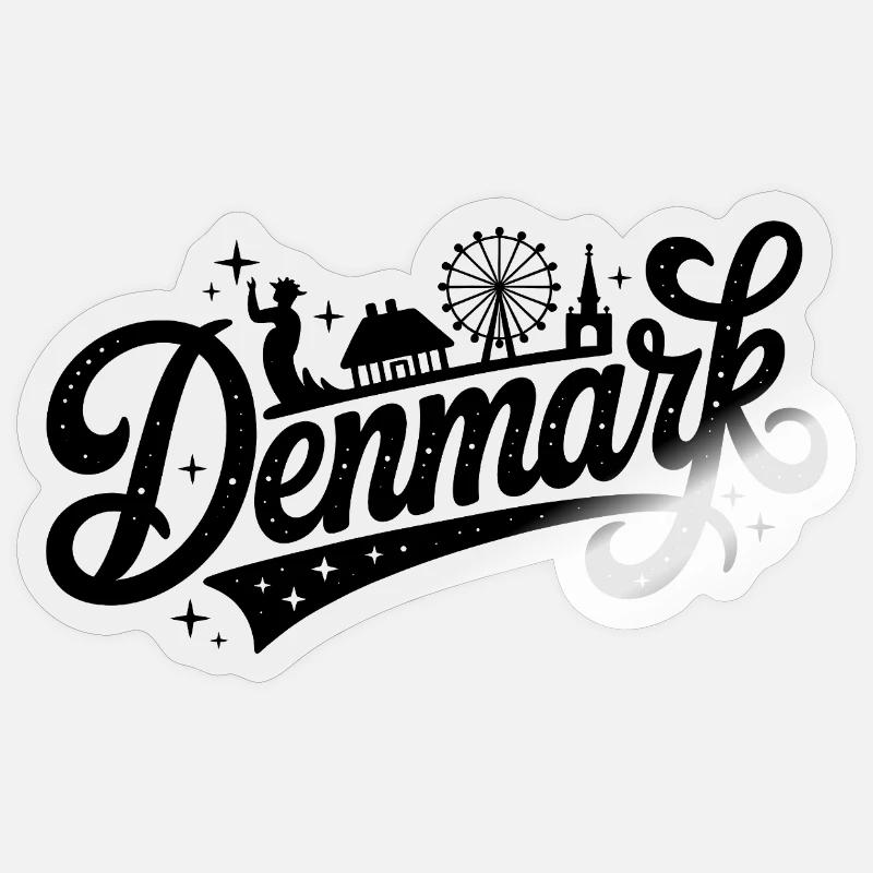 Dänemark - Souvenir-Design - Sticker Größe S (10 x 10 cm) - Transparent glänzend