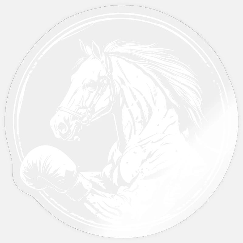 Cheval Boxer Boxe MMA - Sticker taille S (10 x 10 cm) - brillant transparent