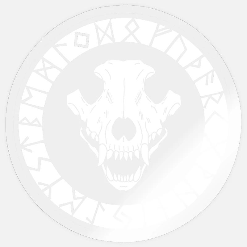 Weißer Wikinger Wolf Schädel - Sticker Größe S (10 x 10 cm) - Transparent glänzend