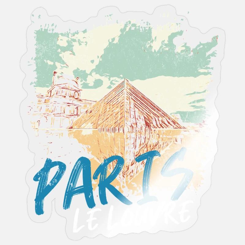 Louvre Pyramid and Paris Monuments - Sticker size S (10 x 10 cm) - transparent glossy