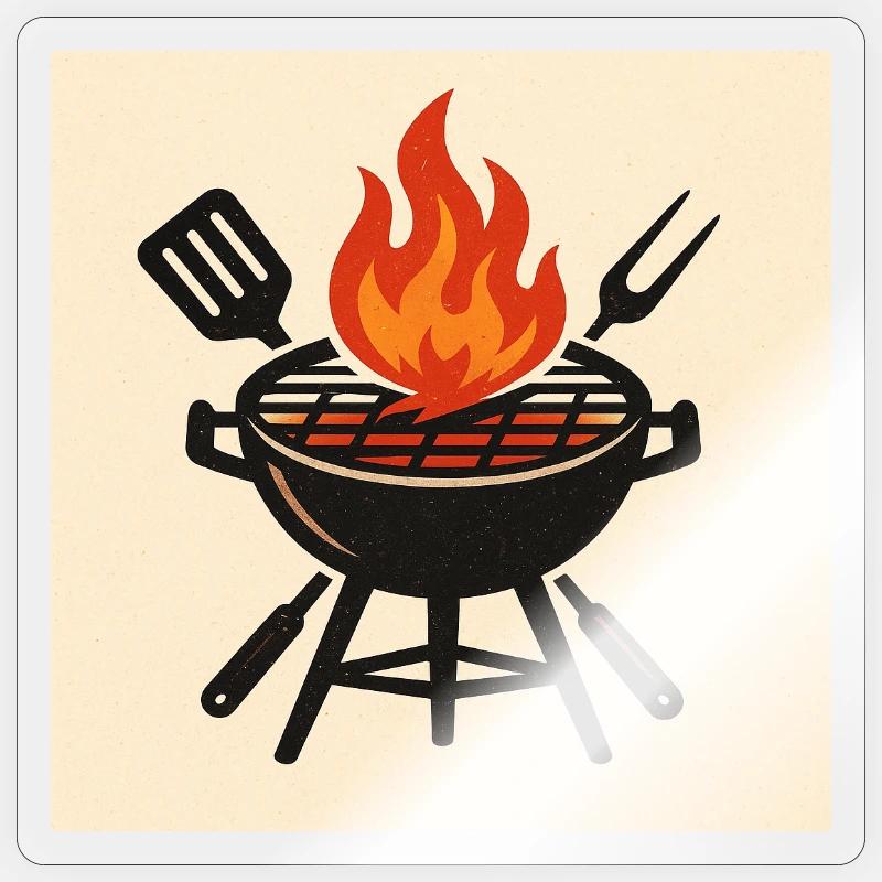 Fiery barbecue evening - Sticker size S (10 x 10 cm) - transparent glossy