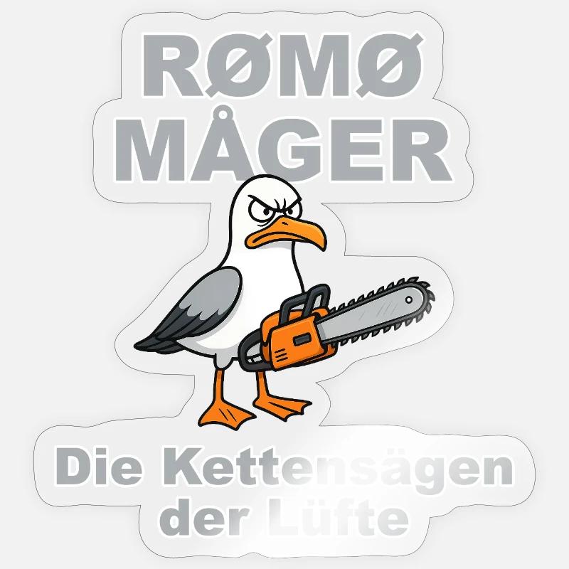 Rømø Måger, den danske variant af Sildmågerne - Sticker størrelse S (10 x 10 cm) - gennemsigtig blank
